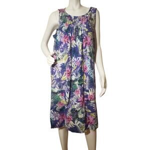 Love Linen Jill Shift Dress – Purple Floral – Size XL